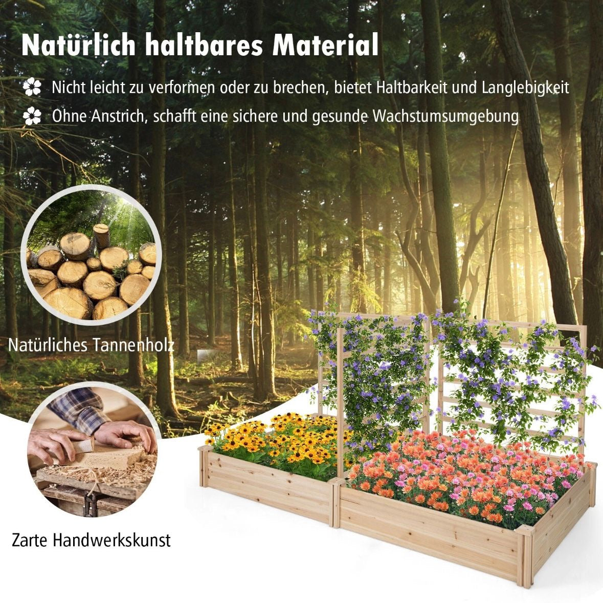Hochbeet Rankgitter Spalier Blumenkasten Pflanzkasten Tannenholz