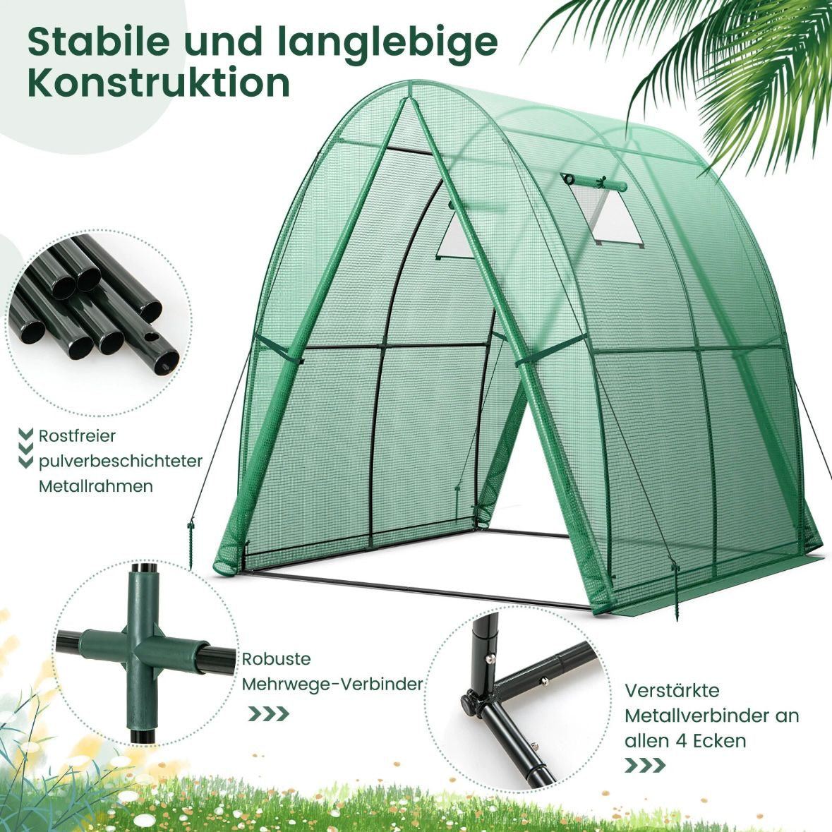 Gewächshaus Gartenhaus Treibhaus Foliengewächshaus 181x181x200cm Garten