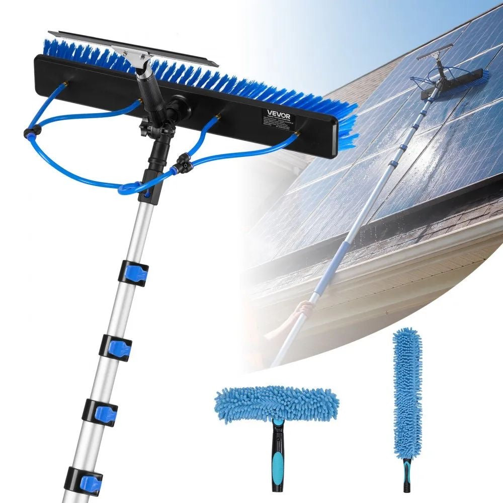Solarpanel Reinigungsset Teleskop Bürste 10m mit Wasserdurchlauf Reinigung