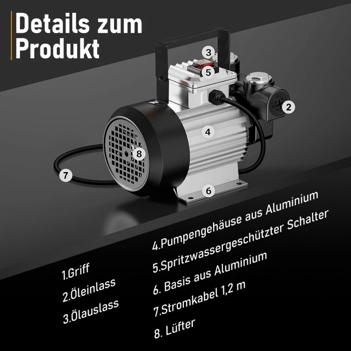 Heizöl- und Dieselpumpe 230V/550W 60l/min Selbstansaugende Heizölpumpe