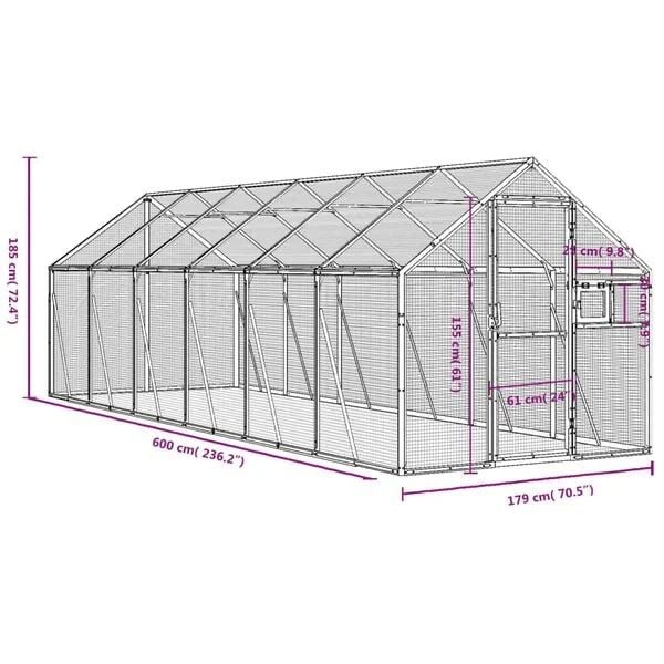 Voliere 6x1,79m Vogelhaus zu Vogelvoliere Gehege Stall Garten