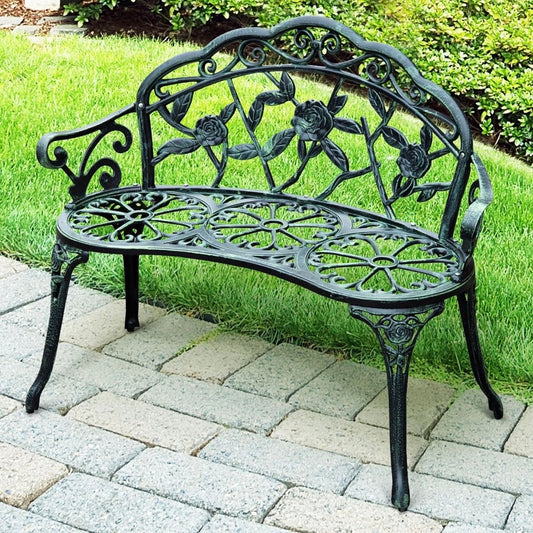 Metall Gartenbank Sitzbank Bank Gartenmöbel 2-Sitzer Blumenbank
