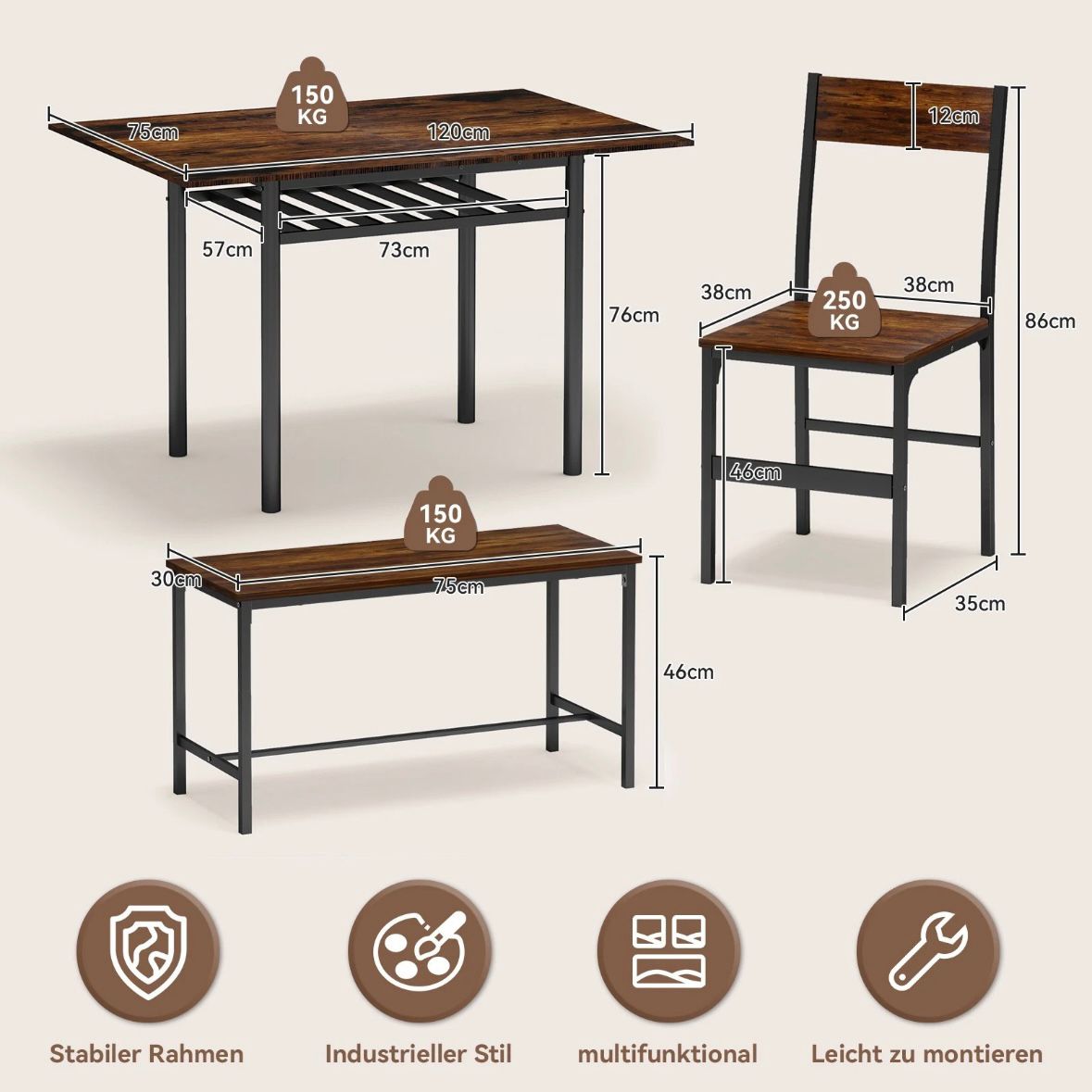 Esstisch 4 Personen Tisch Esszimmer