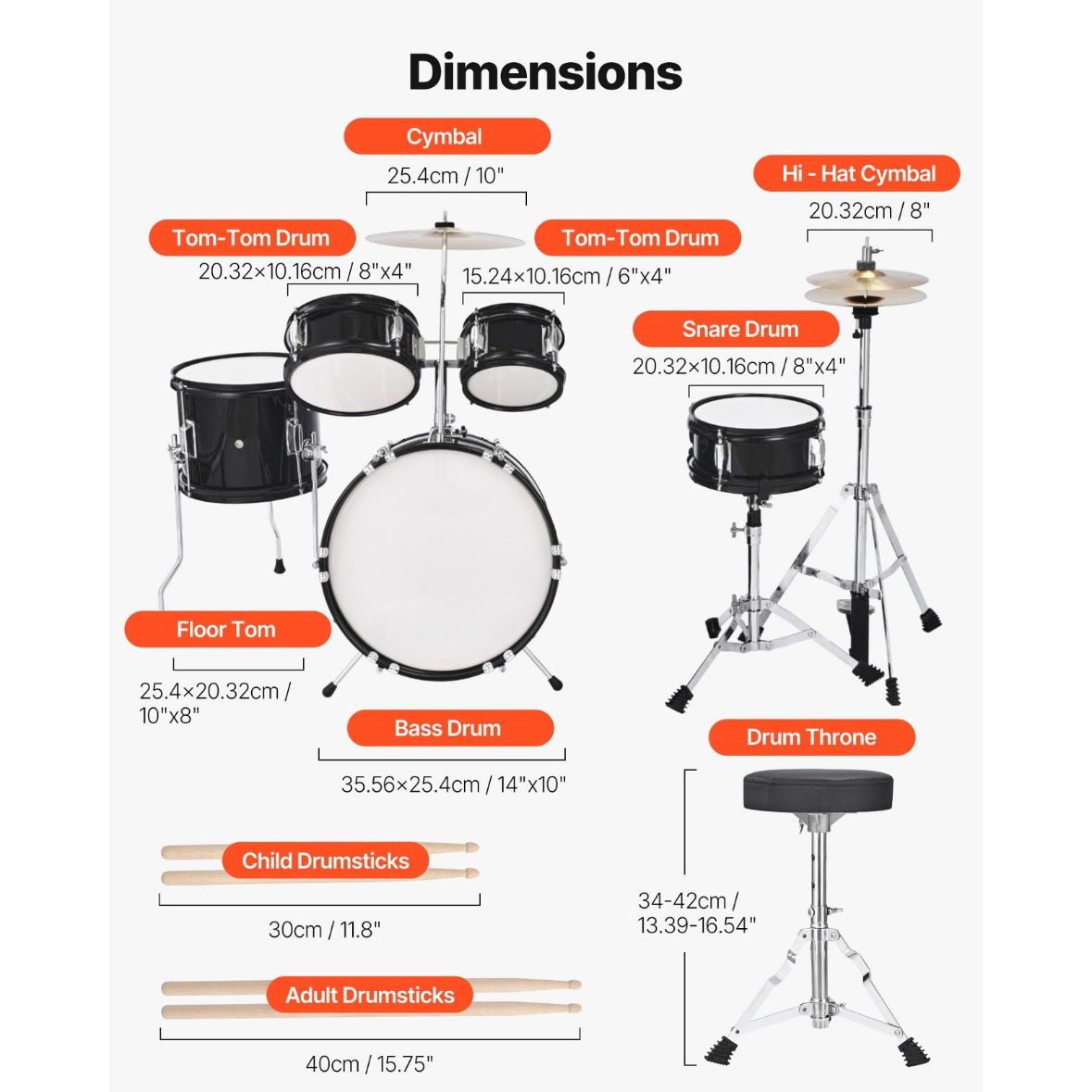 5tlg Schlagzeug Set Drum Kit Kinder
Bassdrum