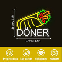 Döner Neon Schild LED Leuchtschild Hängeschild USB Dimmbar