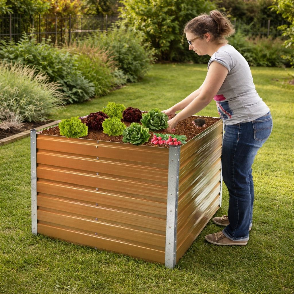 Metall Hochbeet Gartenbeet 99x99x80cm Frühbeet Gartenbeet Pflanzen