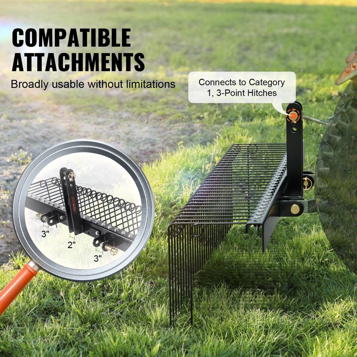 Rechen Landschaftsrechen 183cm Rasenvertikutierer Vertikutierer