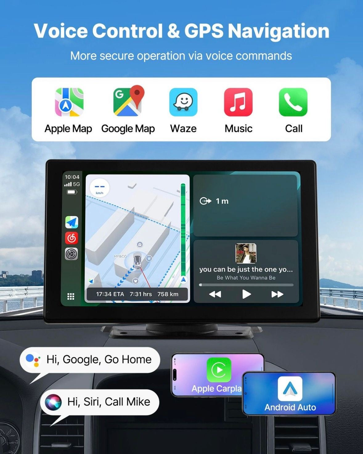 Autoradio CarPlay Touchscreen 228,6mm
Android Front-/Rückkamera