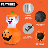 Halloween Aufblasbar Geist-Kürbis LED Dekoration Gartendeko