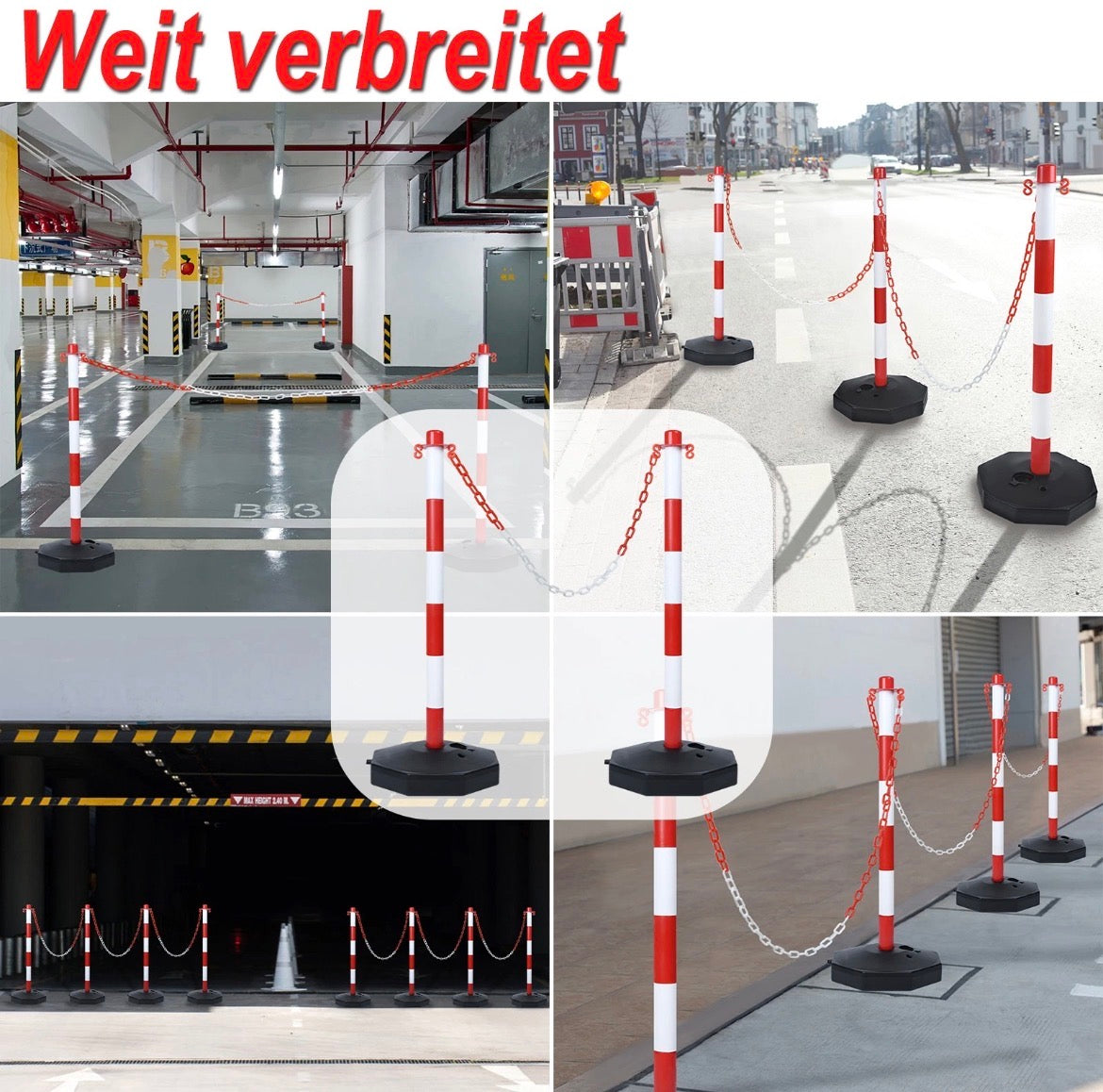4x Absperrpfosten Kettenpfosten Parkplatz Absperrkette