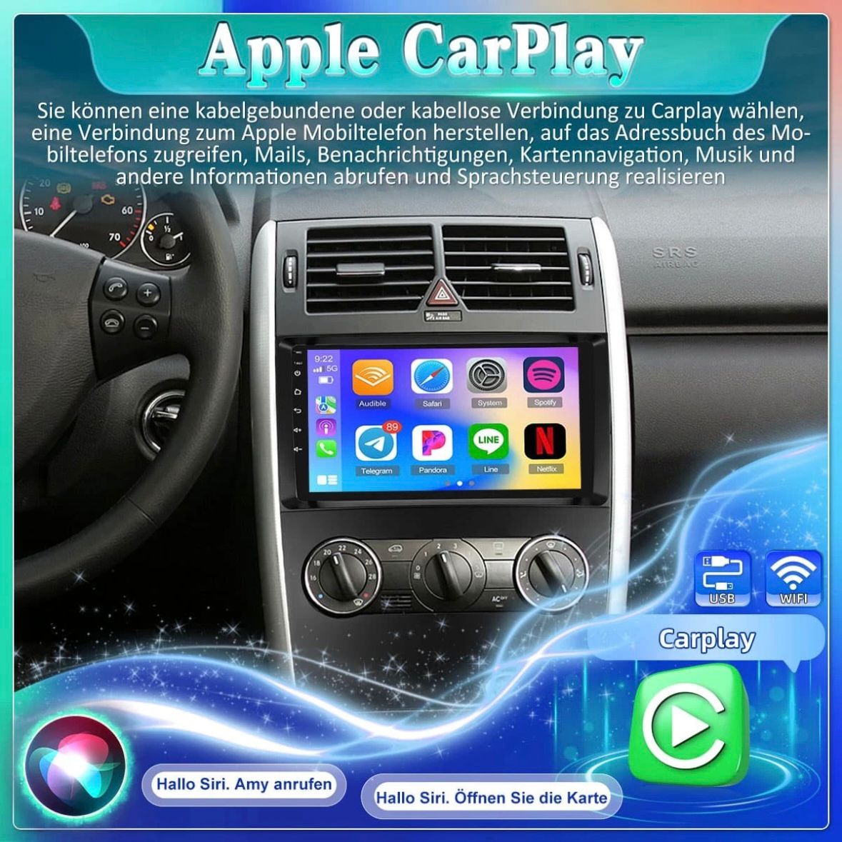 Autoradio für Mercedes-Benz A/B Klasse W169 W245 Android 15.0
