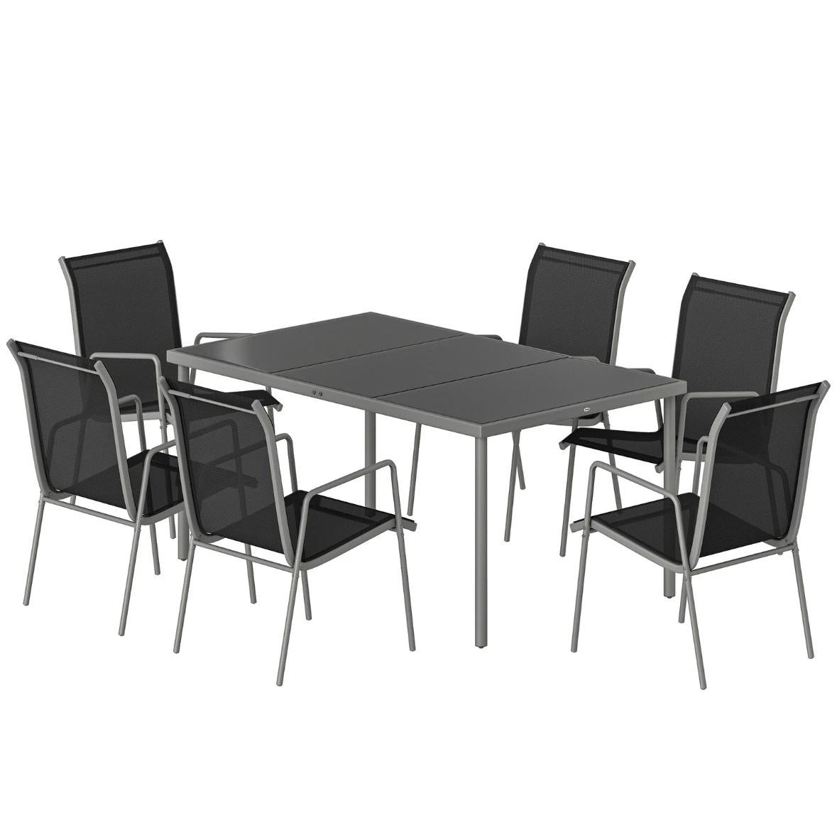Gartenmöbel Set Sitzgruppe 150x90cm Tisch 6 Stühlen