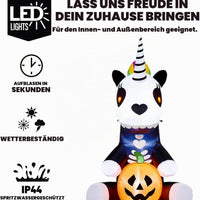LED Halloween Skelett Einhorn 152cm Aufblasbar Gartendeko Deko Halloween