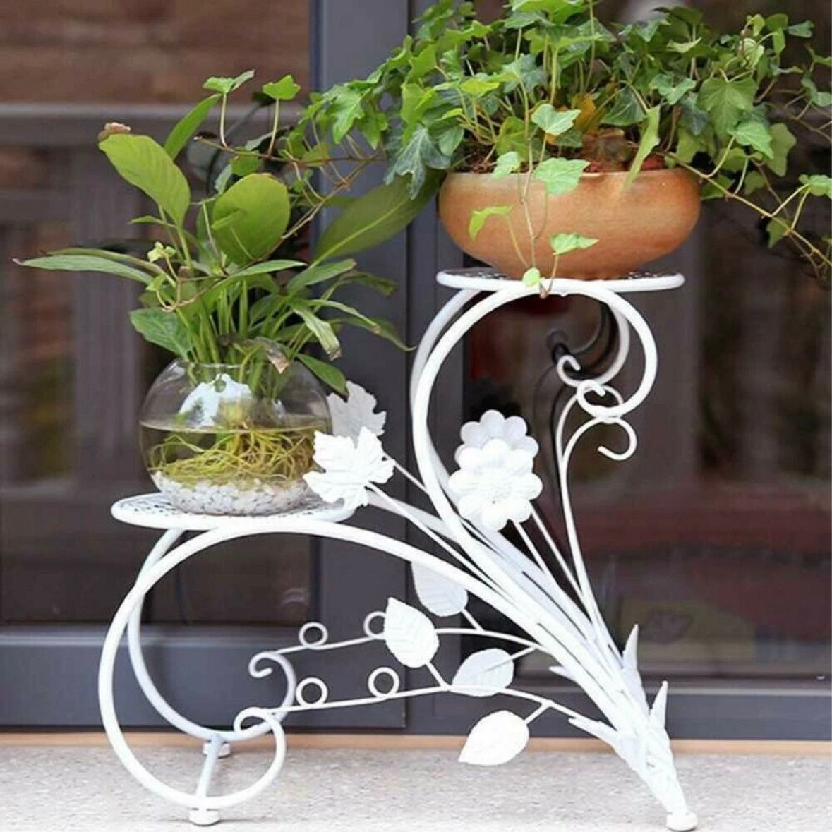 2x Blumenständer Set Blumenhocker Pflanzentreppe Herzform
