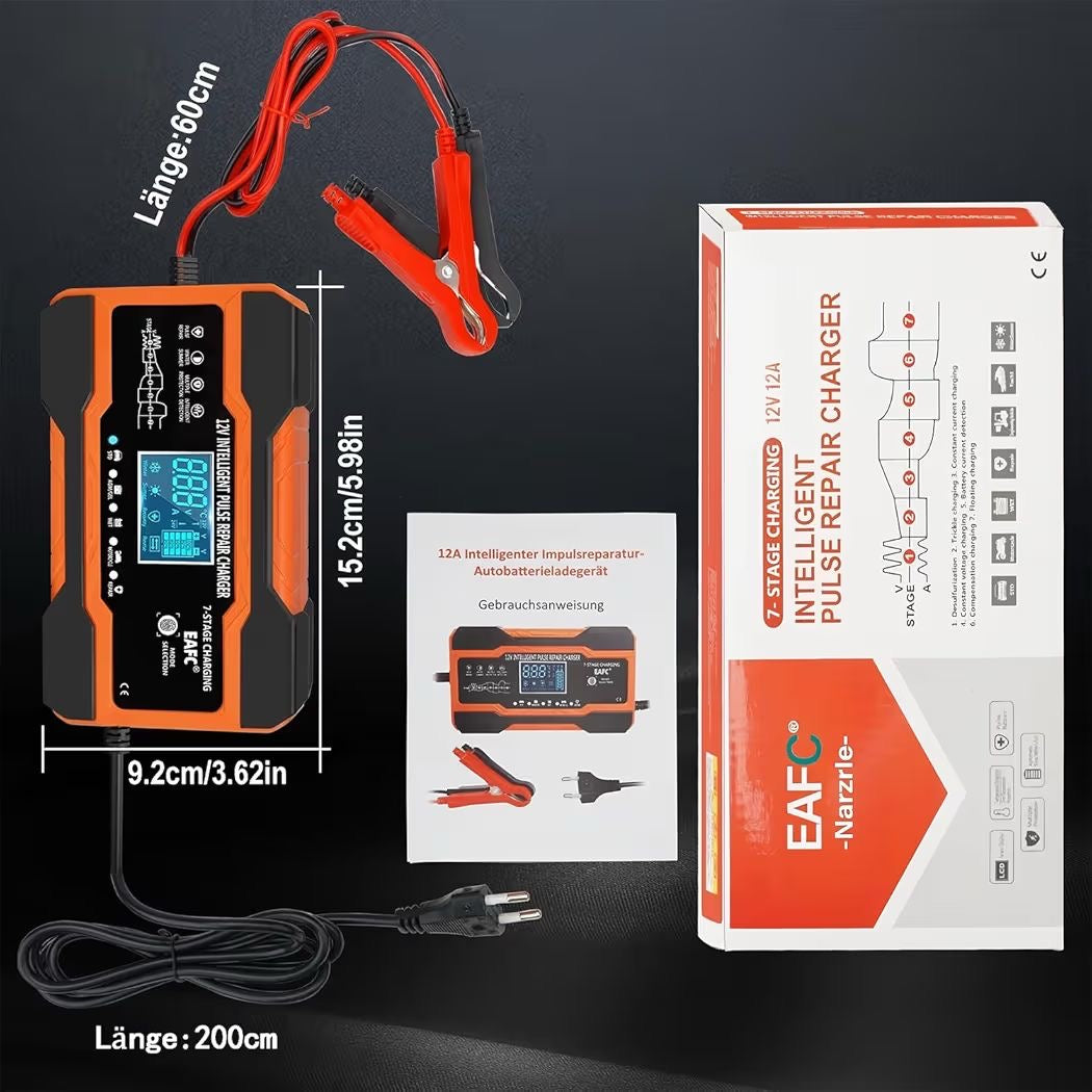 12V Autobatterie Ladegerät 12A Smart Schnellladegerät KFZ