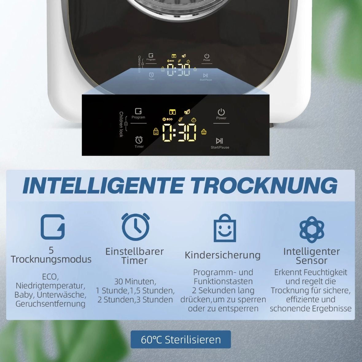 Mini Wäschetrockner mit 5 Programm Trockner