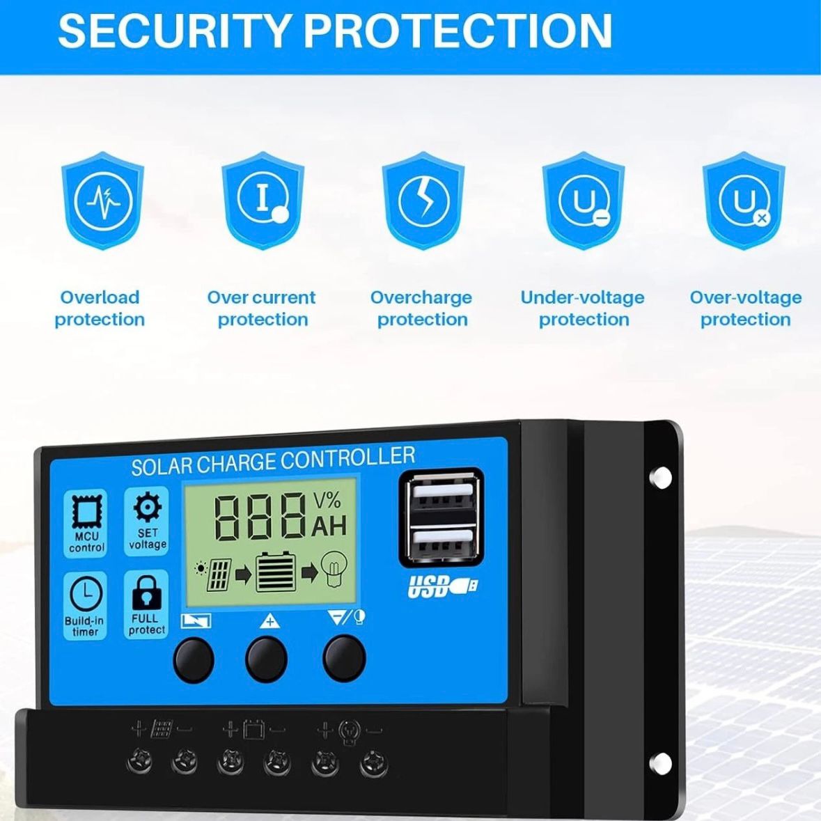 100W 12V Solarpanel Solarmodul 100A Ladegerät USB