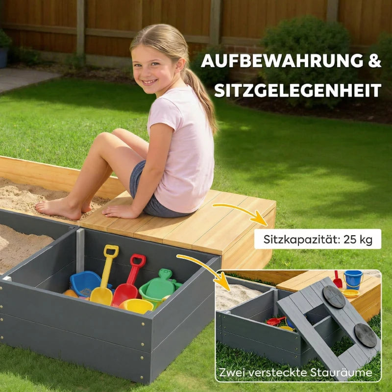 Sandkasten 2-teilig 150x90cm Sandkiste Outdoor Spielgeräte