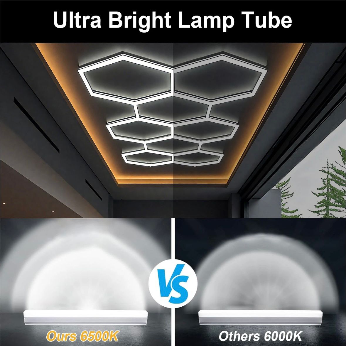 5x Hexagon LED Lampe Werkstatt Garagenleuchte