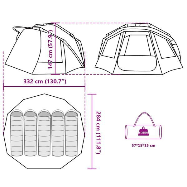 5 Personen Angelzelt Outdoor Zelt Camping Dunkelgrün