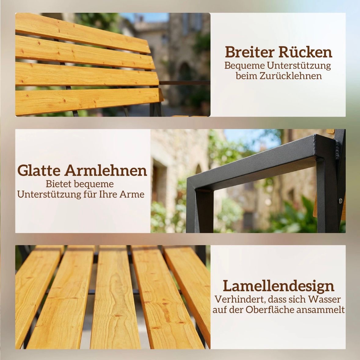 Gartenbank 2 Sitzer Holzbank  Lamelldesign Sitzbank