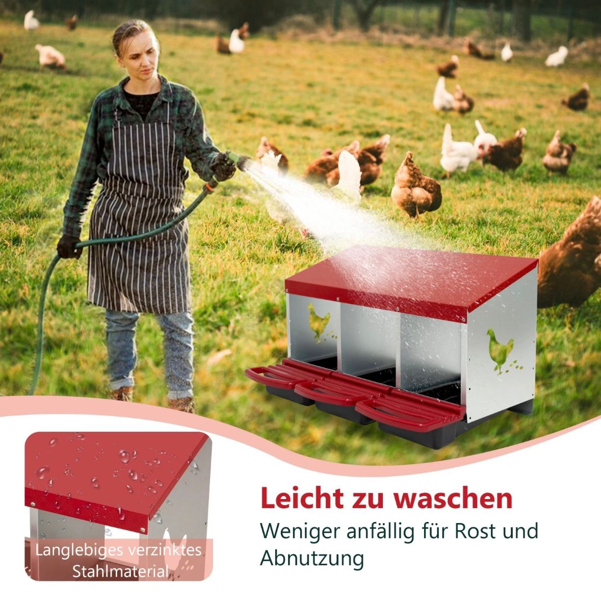 3er Legenest Hühnernest Brutnest Legebox für Hühner