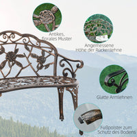 Antik Stil Gartenbank 2-Sitzer Sitzbank Blumenmuster Gartendeko