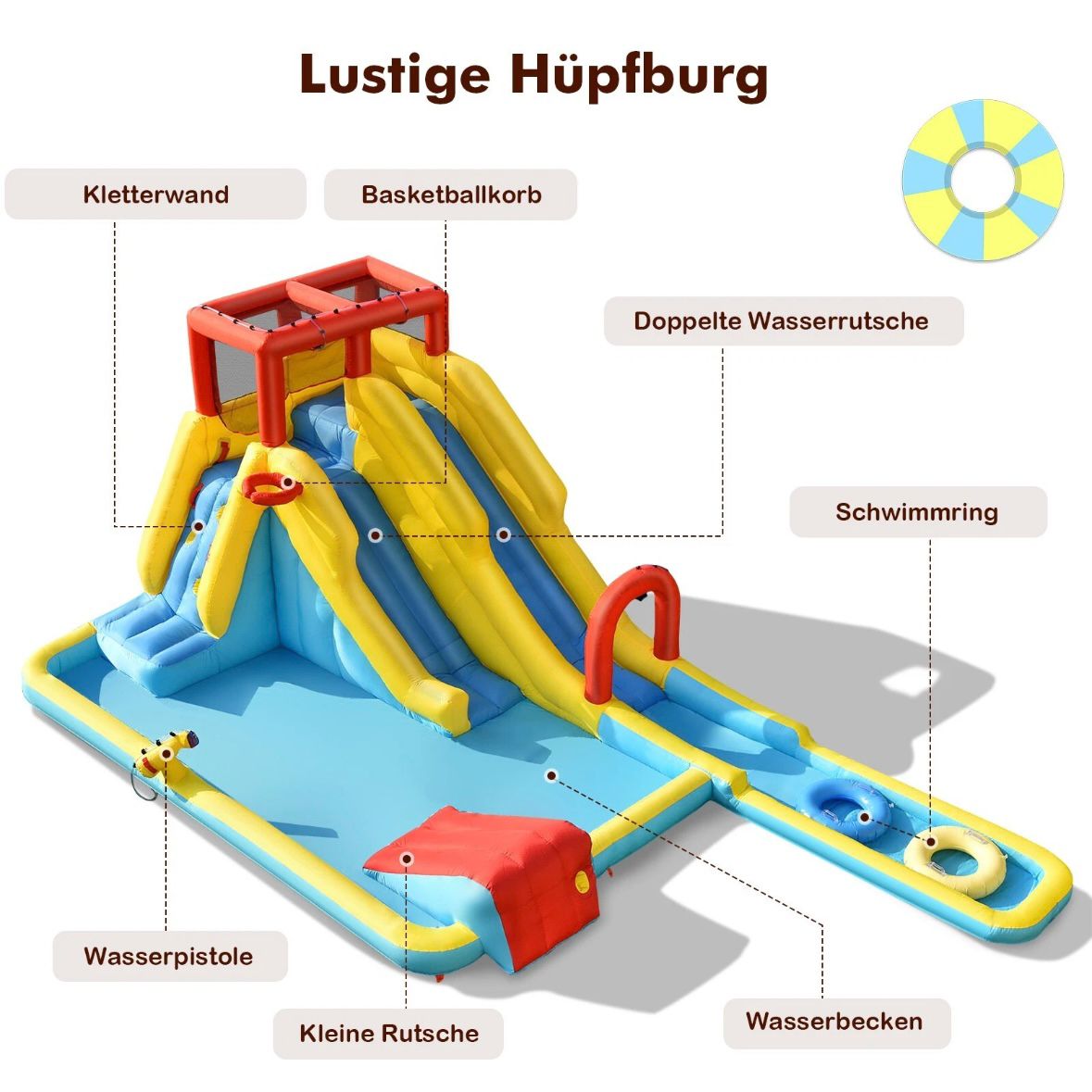 Aufblasbare Hüpfburg Doppelrutschen Wasserpark Springburg