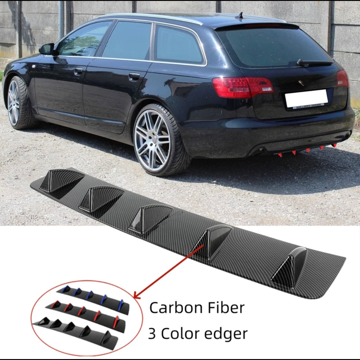 Carbon Optik Heckdiffusor Ansatz Spoiler Diffusor Hecklippe Audi A6 4F Limo