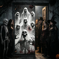 Halloween Türbanner Dekoration Skelettmotiv Geistermotiv Outdoor Deko