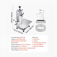 Fleischbandsäge Knochensäge 650W Knochenschneidemaschine Tischgerät