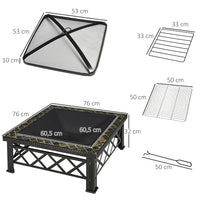 3in1 Feuerschale Feuerkorb Funkenschutz Grillrost Garten BBQ