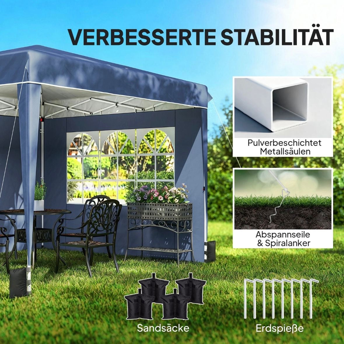 Pavillon 3x3m Pop-up Zelt Faltpavillon Pavillon Überdachung