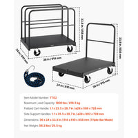 Plattenwagen Transportwagen Plattenroller 816kg 2in1 Lenkrollen