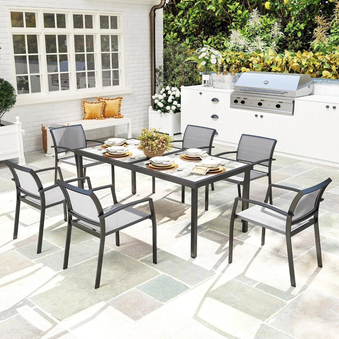 Sitzgruppe 7tlg Essgruppe 6 Personen Esstisch Gartenmöbel