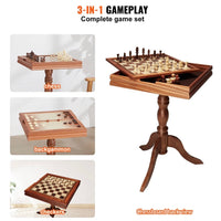 Holzschachspiel Schachset Schachbrett Schachtisch 39x39cm Schachfiguren
