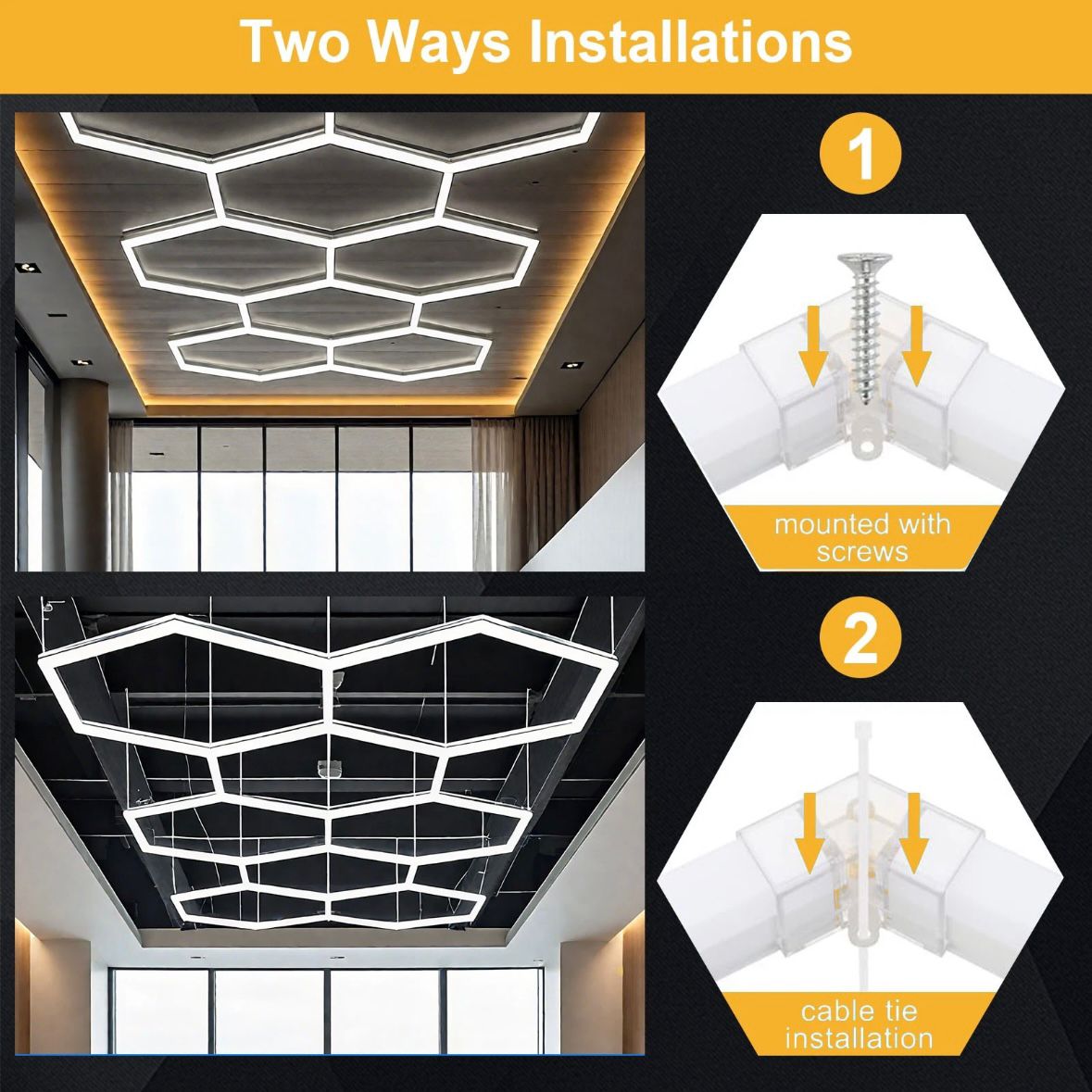 5x Hexagon LED Lampe Werkstatt Garagenleuchte