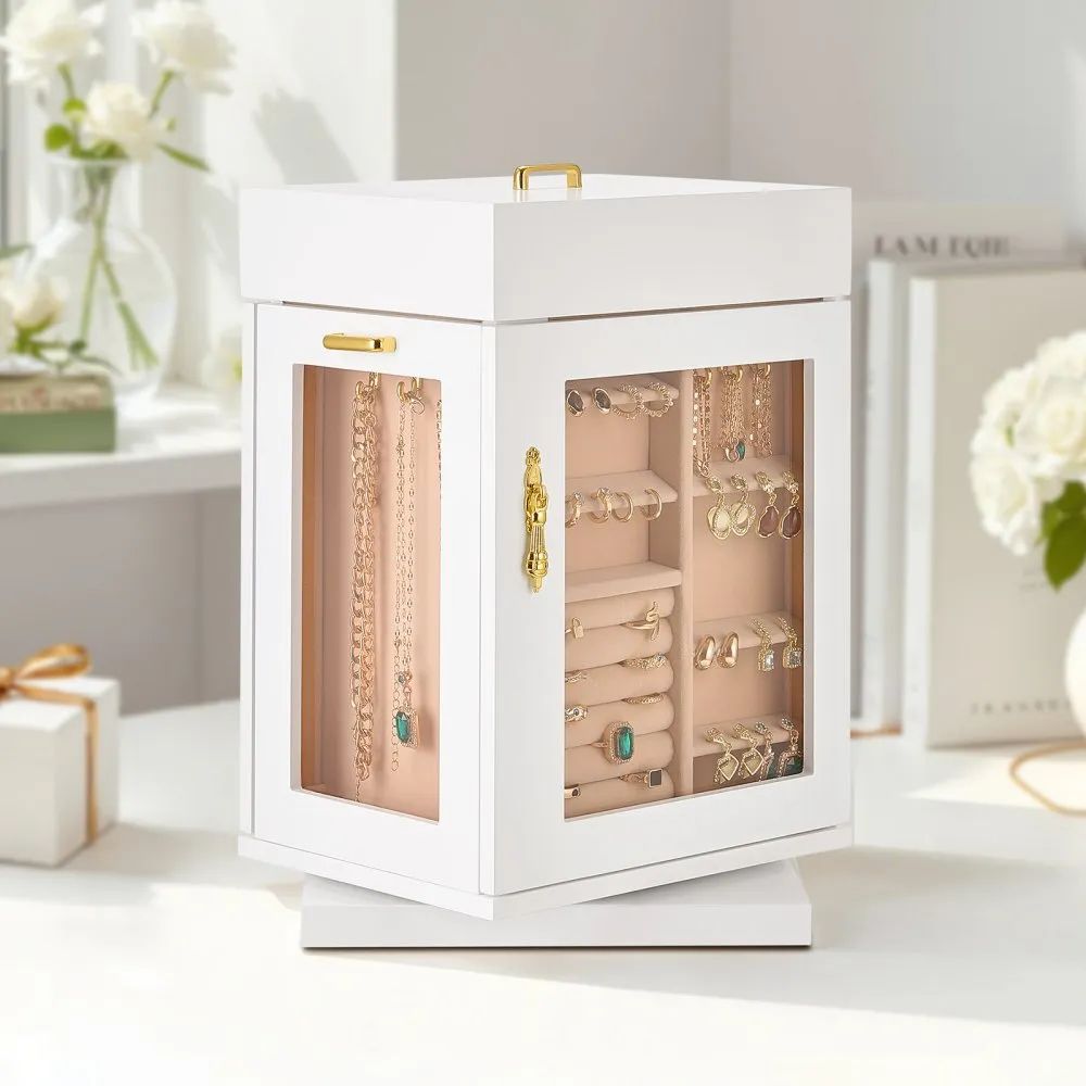 Schmuckkasten Drehbare Schmuckschatulle Schmuck Organizer Schrank