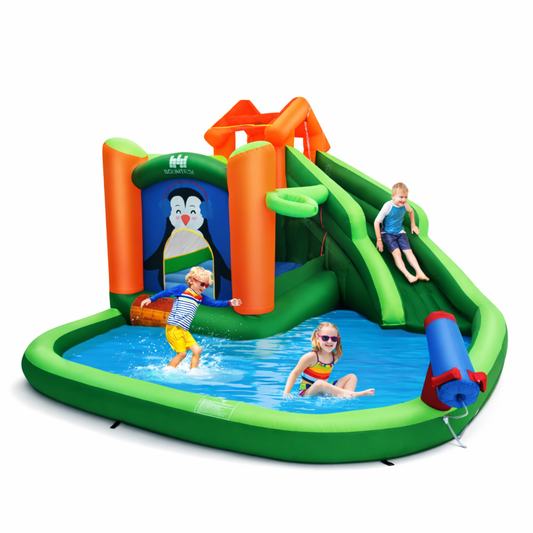 Aufblasbare Hüpfburg mit Wasserrutsche & Pool – großes Outdoor-Spielcenter für Kinder