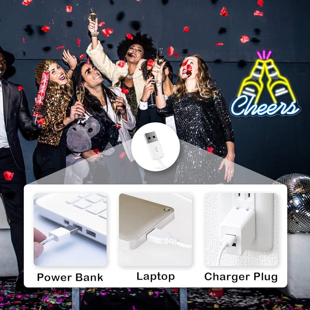 LED Neon Schild Cheers Bier Neonlicht USB Zimmer
