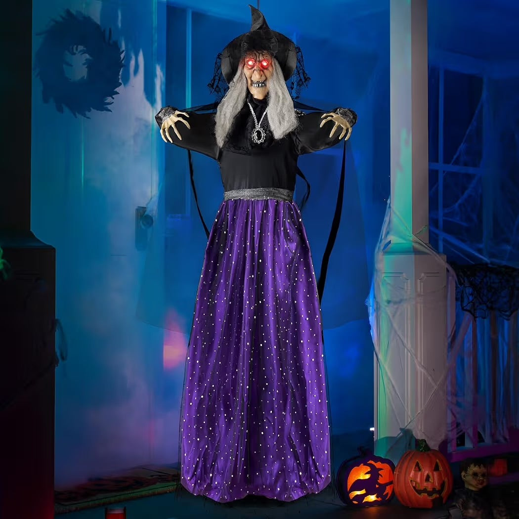 Halloween Sprechende Animierte LED Hexe Dekoration