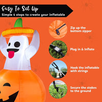 Halloween Aufblasbar Geist-Kürbis LED Dekoration Gartendeko