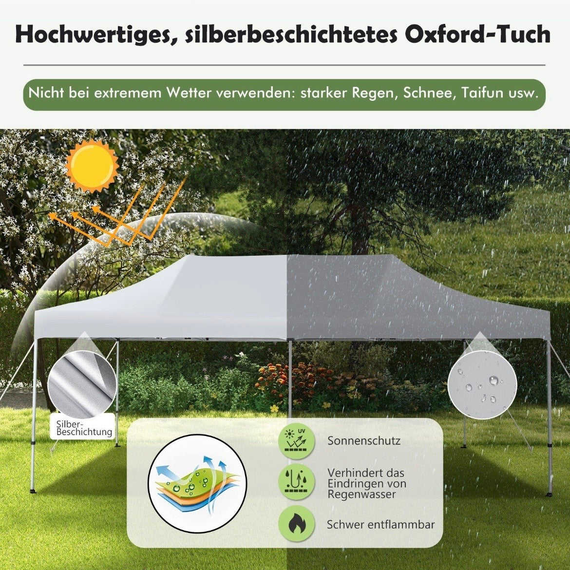3х6m Faltpavillon Wasserdicht Outdoor Pavillon Garten