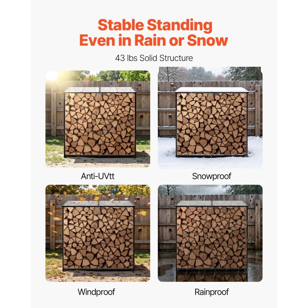Kaminholzregal Metall 300kg Holzlager Feuerholzständer Kaminregal
