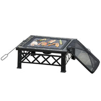 3in1 Feuerschale Feuerkorb Funkenschutz Grillrost Garten BBQ