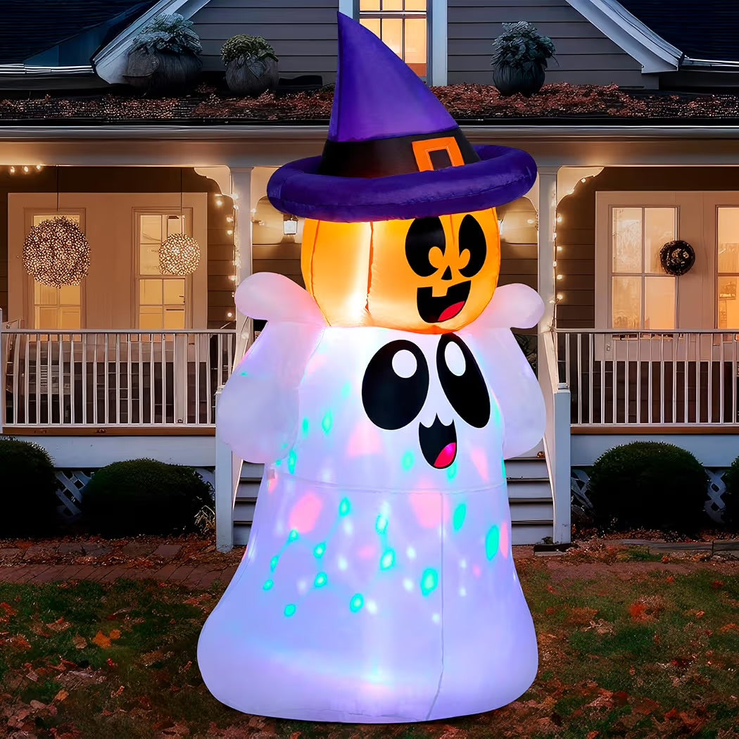 Halloween 1,5 Aufblasbarer LED Kürbisgeist Außendekoration Deko