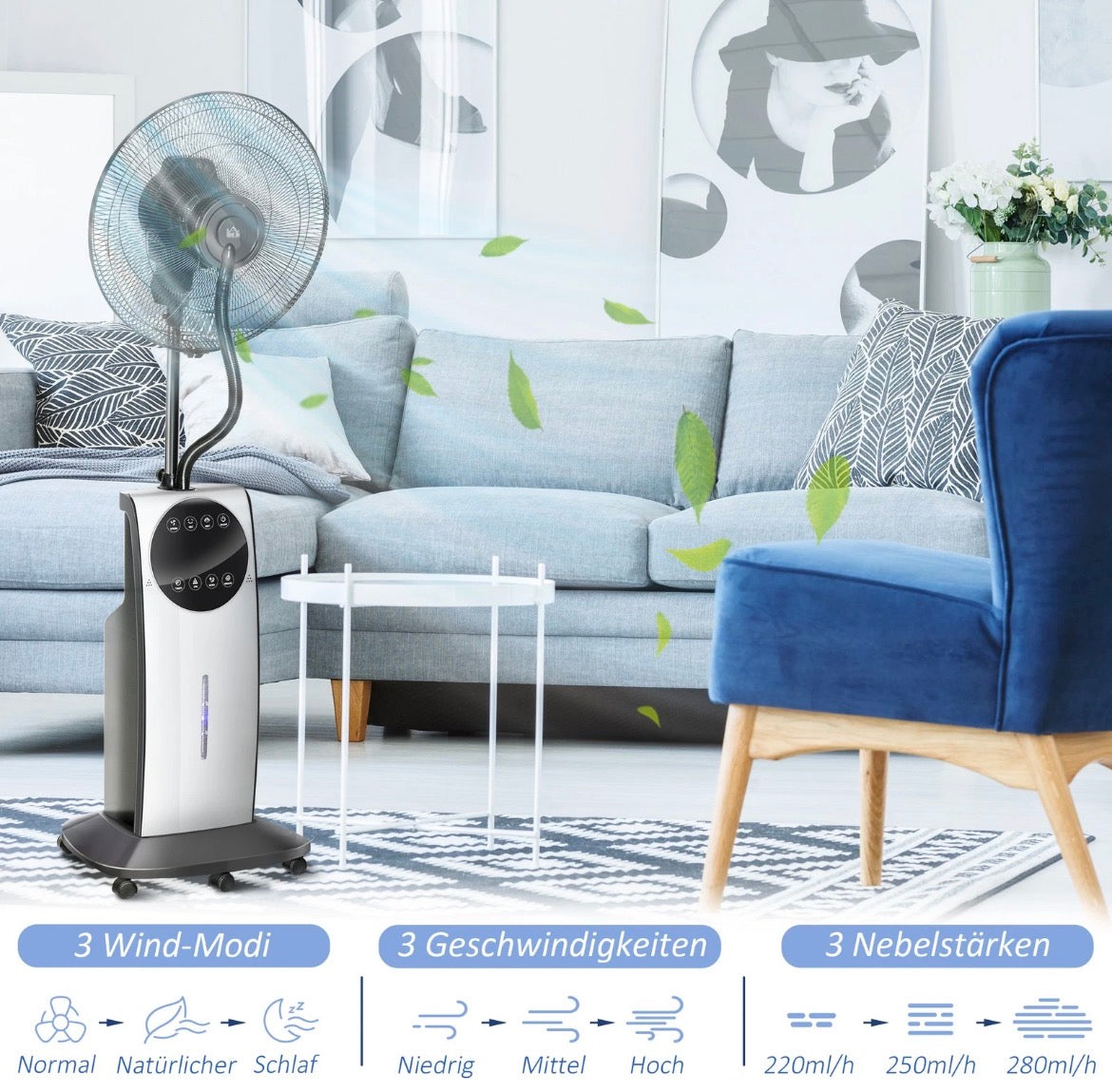 Nebel Ventilator Sprühnebel Standventilator Wasserabkühlung