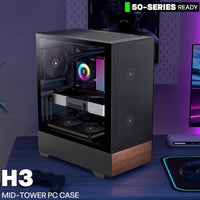H3 ATX Gaming PC Gehäuse Temperglas Computer