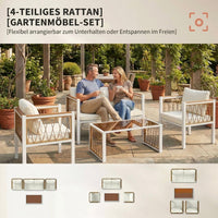 4x Gartenmöbel Set Polyrattan Lounge-Set mit Zweisitzer 2 Sessel