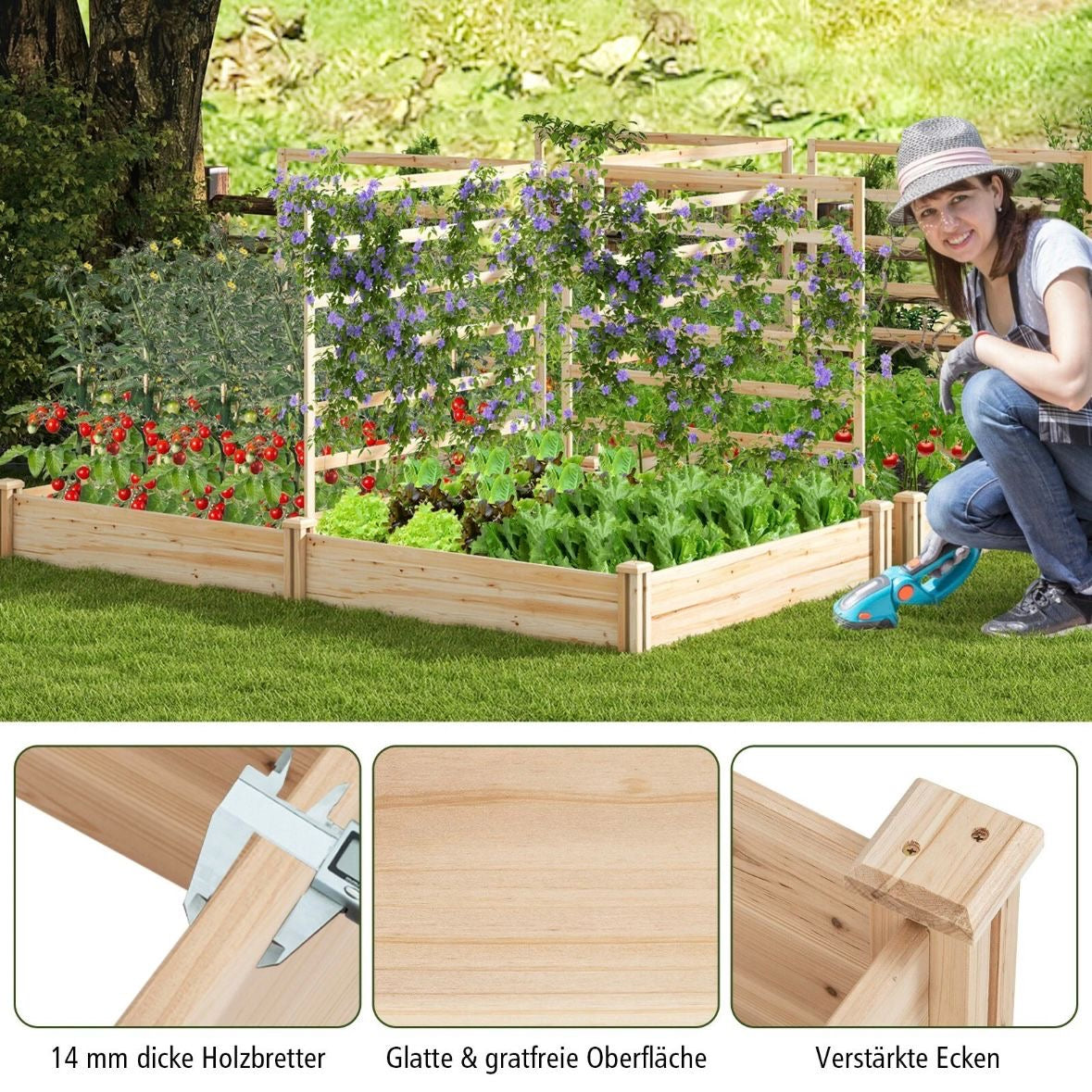 Hochbeet Rankgitter Spalier Blumenkasten Pflanzkasten Tannenholz